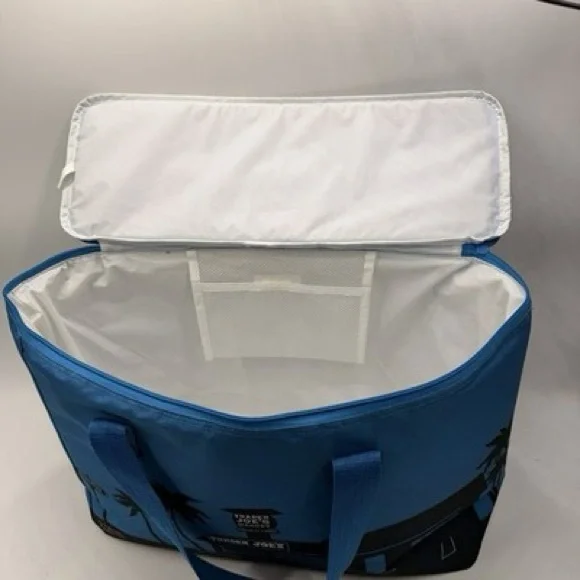 NWT TRADER JOE’S Blue Insulated Tote Bag w/Sturdy Handles and Zipper Top - Picture 5 of 11